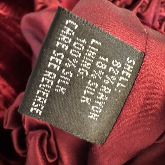 Carmen Marc Valvo Silk-blend Burgundy Velvet Jacket Women's Size 8 Ruffles - Picture 5 of 10